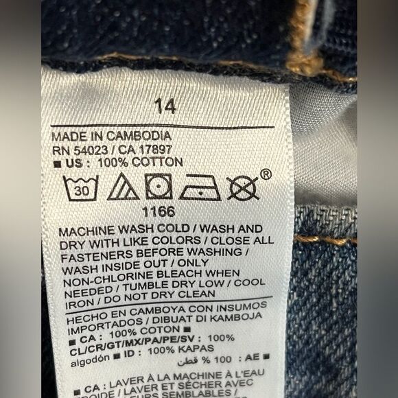 Girls High Rise Slouchy Straight Ripped Jeans Blue Denim 14 - Picture 2 of 7